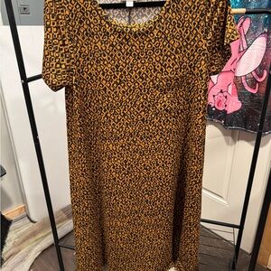 LuLaRoe Black and Gold Geometric Midi Dress
